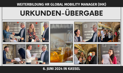 Urkundenübergabe an Absolventen der Weiterbildung zum HR Global Mobility Manager (IHK)